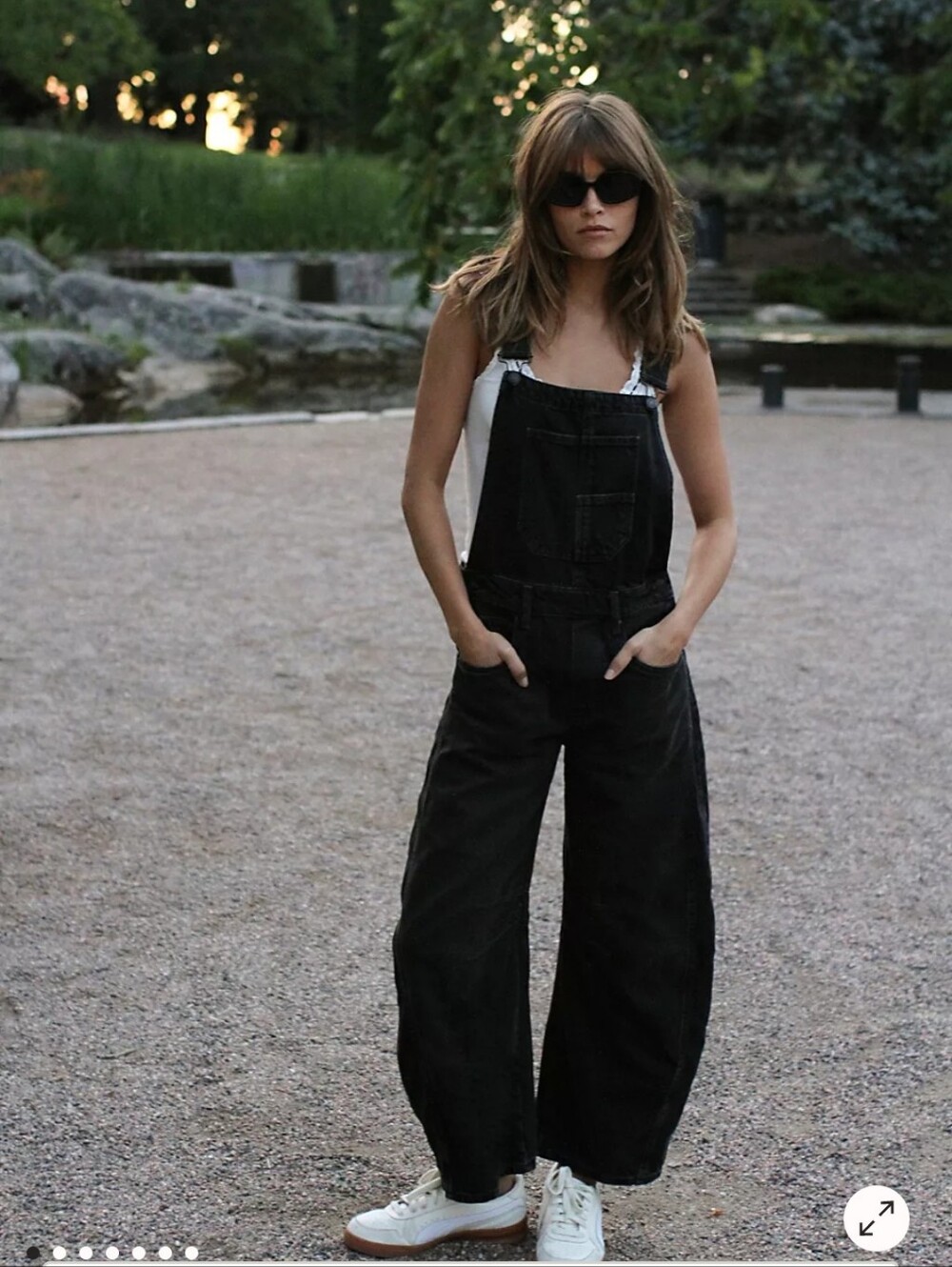 We The Free Black Wide-Leg Denim Overalls